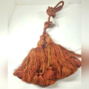 Brunschwig & Fils Rust Orange Tiebacks Tassels Curtain Drape Holders 1 pc